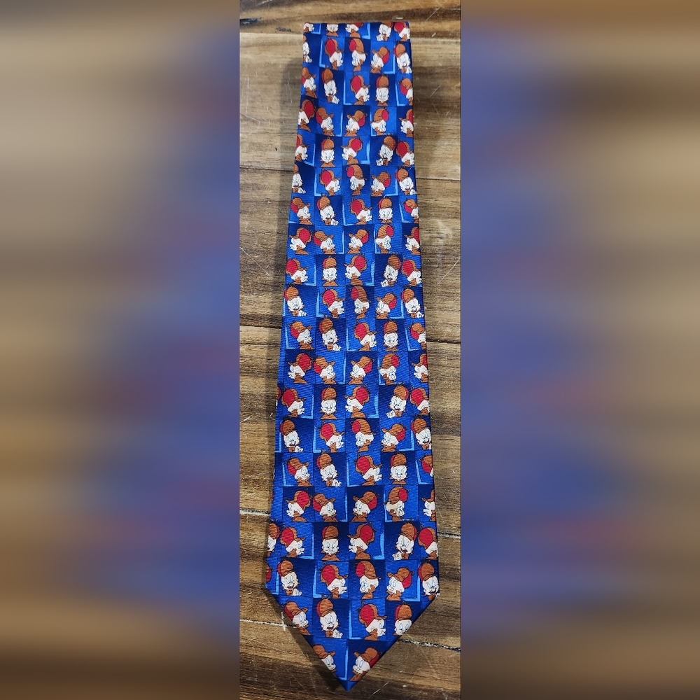 Looney Tunes 1999 Tie Rack Elmer Fudd Blue Italian Silk